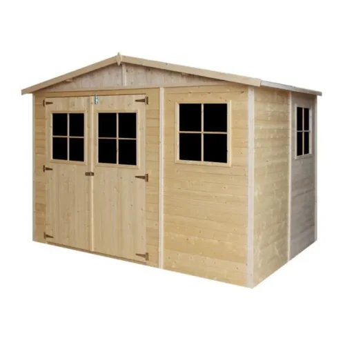 Abri de jardin en bois 6 m² TIMBELA – Pin / épicéa – Ep.17 mm – Plancher NON inclus – Construction de Panneaux – M334