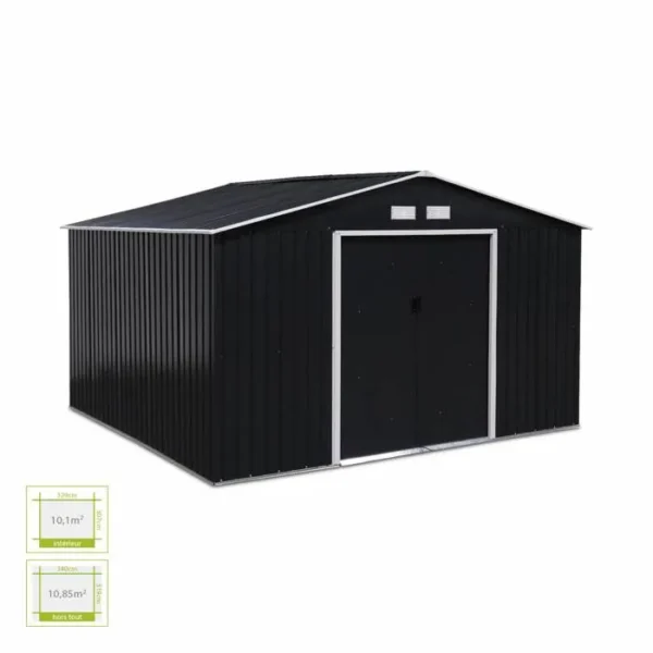 Abri de jardin métal 10,85m² avec kit d'ancrage Boulonnais – Image 2