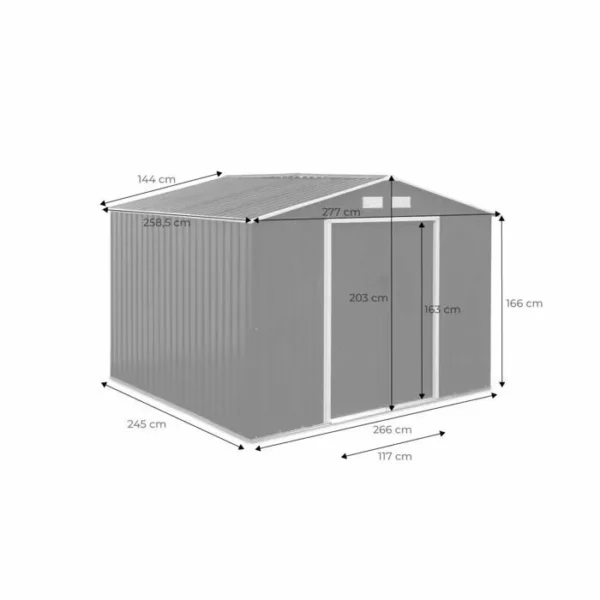 Abri de jardin métal 7,06m² avec kit d'ancrage Calaisis – Image 3