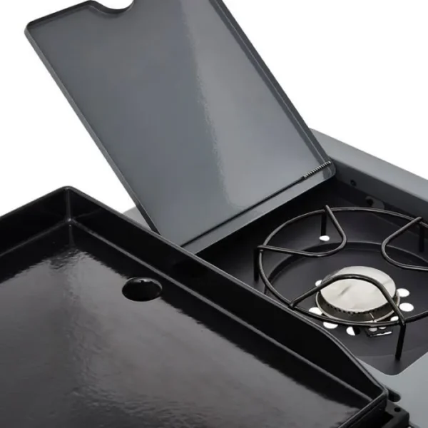 Barbecue à charbon + Plancha à gaz Bi Energy Gun Metal Brasero Favex 110 cm Noir – Image 5