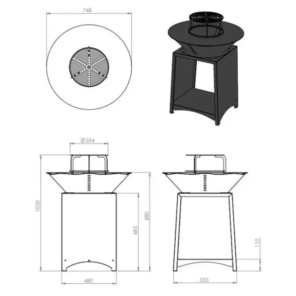 Brasero - MON MOBILIER DESIGN - FIESTA - Acier - Ø 75 cm - Plaque et grille amovibles – Image 5
