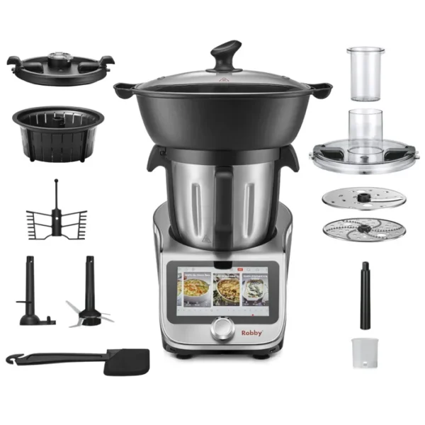 Robby Robot cuiseur multifonctions connecté avec bol xl, balance intégrée et grand écran tactile +750 recettes - robicook xl – Image 3