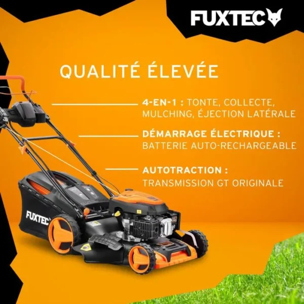 Tondeuse thermique autotractée démarrage électrique 196cm3 51cm - FUXTEC FX-RM5196eS - 6CV 60L – Image 3