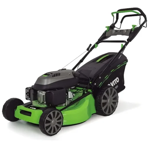 Tondeuse thermique – VITO – VITOGARDEN – Largeur de coupe 52 cm – 6 hauteurs de coupe – Bac 65L